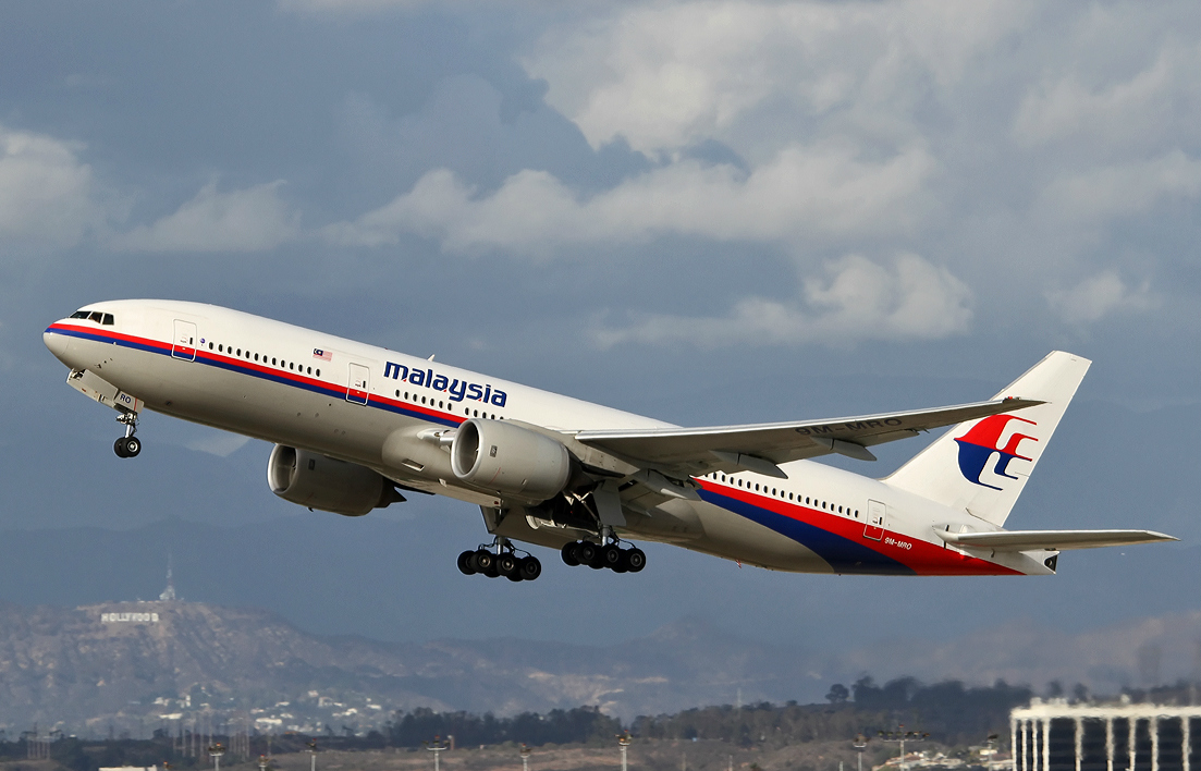 A Malaysia Airlines plane in the sky