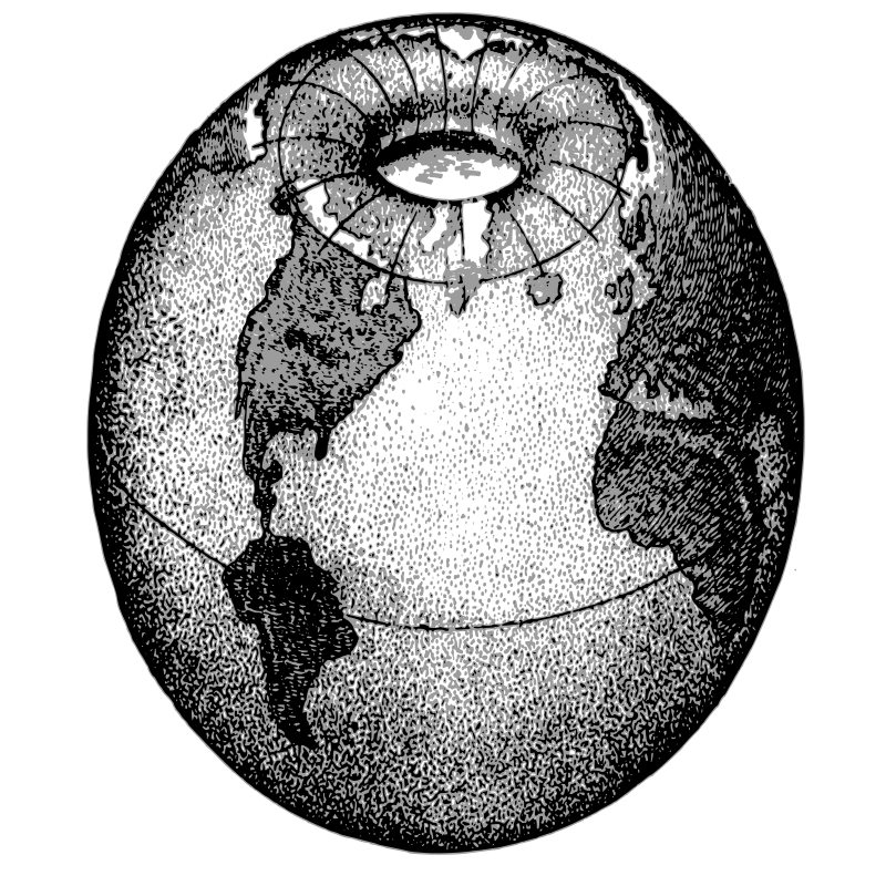 Artistic depiction of a cross-section of the Earth showing a hollow interior
